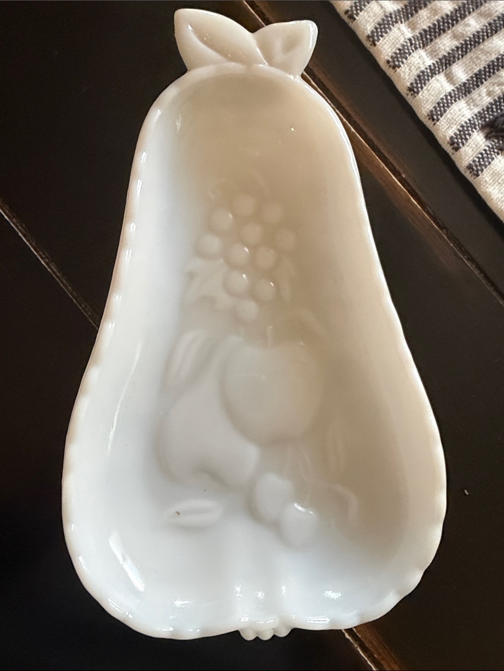 Vintage White Ceramic Pear-Shaped Dish